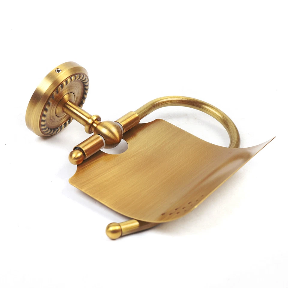 7PCS Vintage Gold Copper Bathroom Accessories Set Bath Hardware Towel Bar Kit - Image 4 of 4