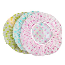 TCOTBE 6 Pieces Waterproof EVA Plastic Shower Cap,Elastic Reusable Bathing Cap--