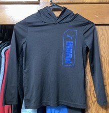 Puma Long Sleeve Shirt Black Hood Boys Lightweight Youth Extra Small XS 5/6