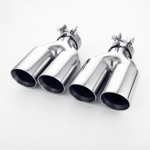 Stainless Steel Exhaust Tips 2" In 3" Out Angle Cut Dual Wall 4.72" Long 2PCS - Foto 9