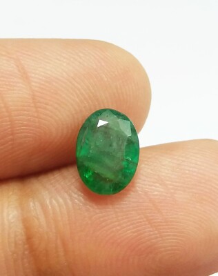 1.64 Ct Natural Emerald Oval Cut Nice Green Zambia Earth Mined Gems AAA Quality