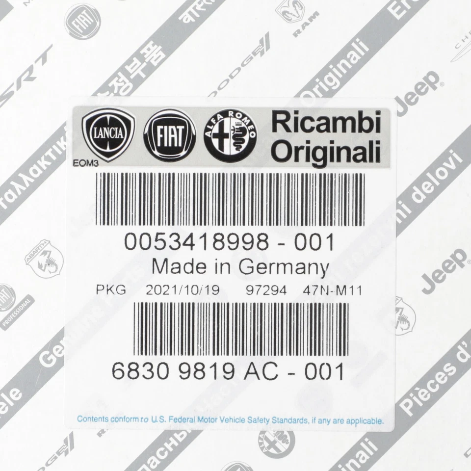 17-20 RAM PROMASTER 1500 2500 3500 SENSOR DE VELOCIDAD DE RUEDA MOPAR GENUINO 68309819AC Foto 4 de 4