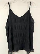 Gigio Women's Size M Black Layered Black Tank Top Blouse Cami Adjustable Straps