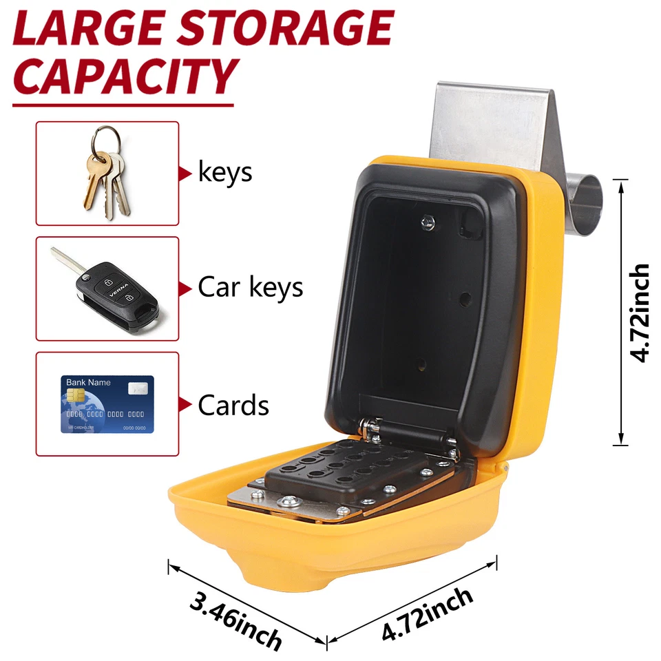Car Window Lock Box for Turo, Yellow Portable Lockbox for Car Keys, Car Key Lock - Image 2 of 4