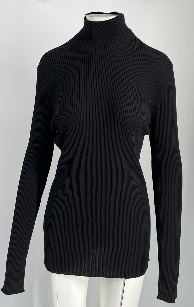 Prada 2022 Black Superfine Wool Ribbed Long Sleeve