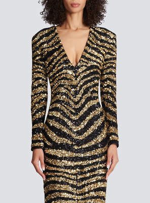balmain black gold dress Balmain Black Viscose Dress