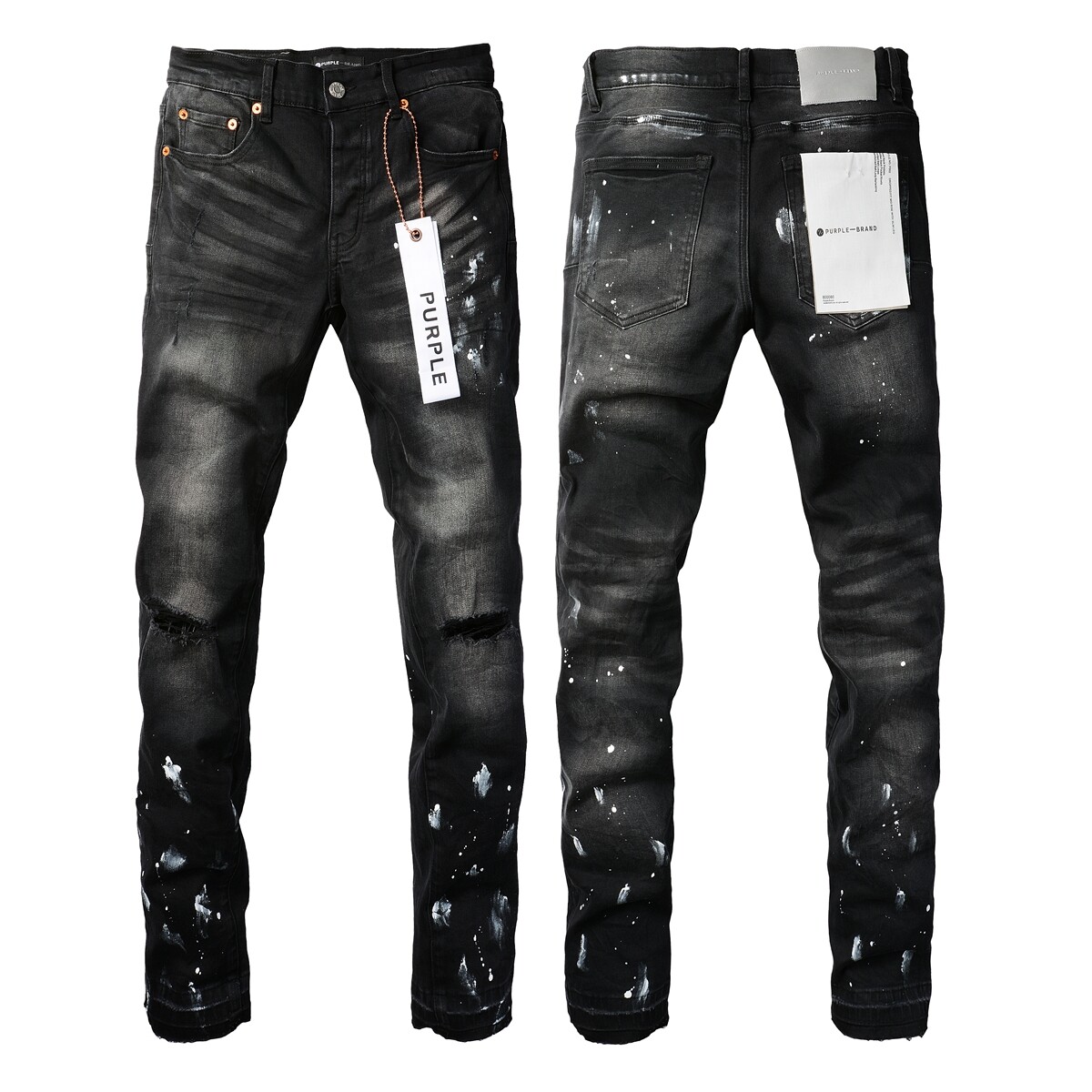 purple bland ブラックスリムフィットジーンズ PURPLE ブラックデニム スリムフィット 新品タグ付き34