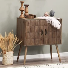 Wood Nightstand Side Table Furniture Rustic Bedroom End Table Storage Cabinet