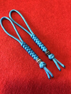 95 Paracord Micro Knife Lanyard 2pk, Medium Blue Cord Snake Knot With Metal  Bead