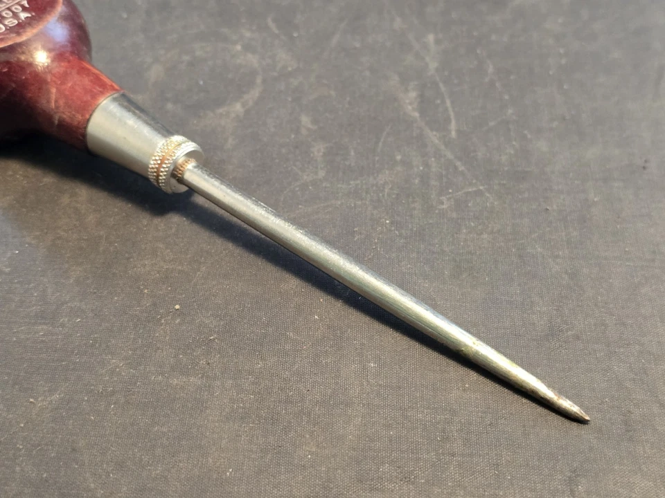 DE COLECCIÓN STANLEY #69-007 MANGO DE MADERA PUNZÓN RASCADOR 6-1/2" CON TAPA DE GOLPE EE. UU. Foto 3 de 4