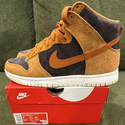 Nike Dunk High Retro PRM Dark Curry Suede Brown Gray Orange Sneaker DD1401-200