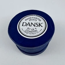 Set of 4 Dansk Coasters Fruit Berries Handpainted Ceramic Lot Vintage 1997