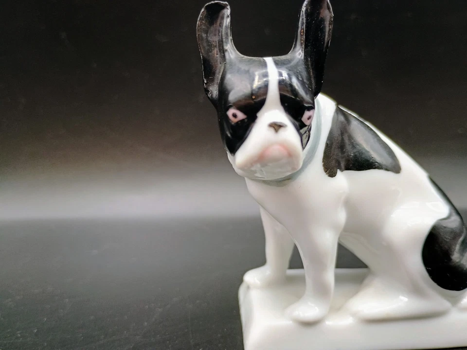 Boston Terrier Bulldog Francés Heubach Alemania PERRO 5" 9891 Estatuilla Marcada Raro Foto 3 de 4