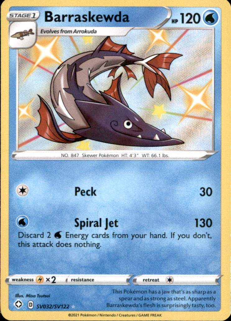 Barraskewda SV032/SV122 Shiny Rare Shining Fates Shiny Vault Pokemon Holo NM/LP