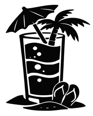 Tropischer Sommer Strand Cocktail Getränk Aufkleber Sticker Wählen Sie Ihre Größe und Farbe