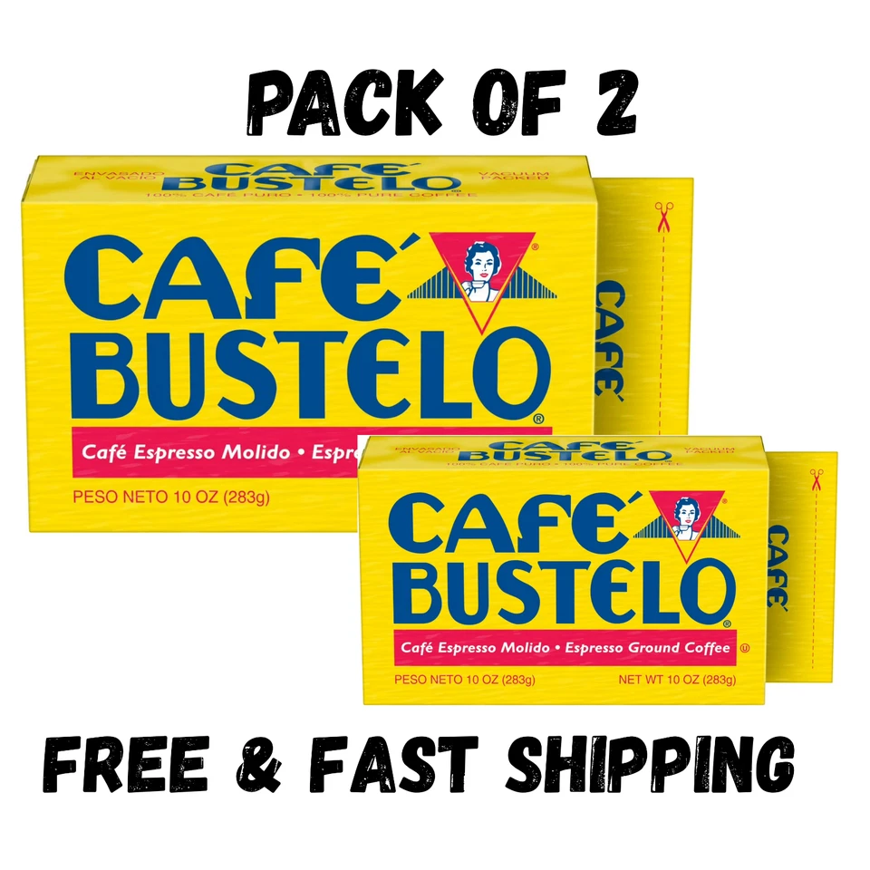 (2 pack) Cafe Bustelo,Espresso Style Dark Roast Ground Coffee,Vacuum Packed 10oz