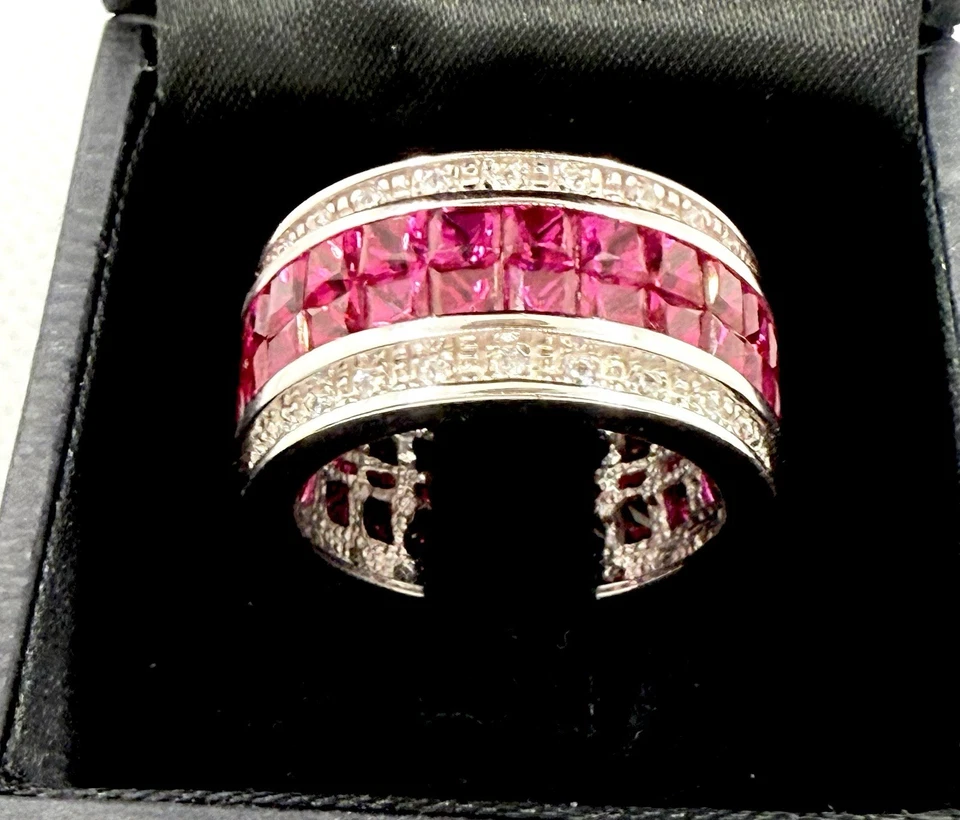 Anillo Michael Valitutti Gemas En Vogue Plata Esterlina Oro Rubí Rojo Diamante Acento Foto 2 de 4