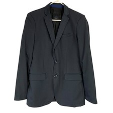 Zara Man Navy Blue Blazer Jacket Size 38 Slim Fit 2 Button Suit Coat
