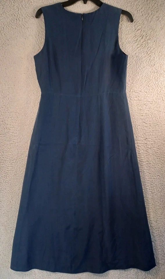 Vestido azul vintage de Chadwick para mujer talla 10 sin mangas 100 % seda cuello redondo cremallera Foto 2 de 4