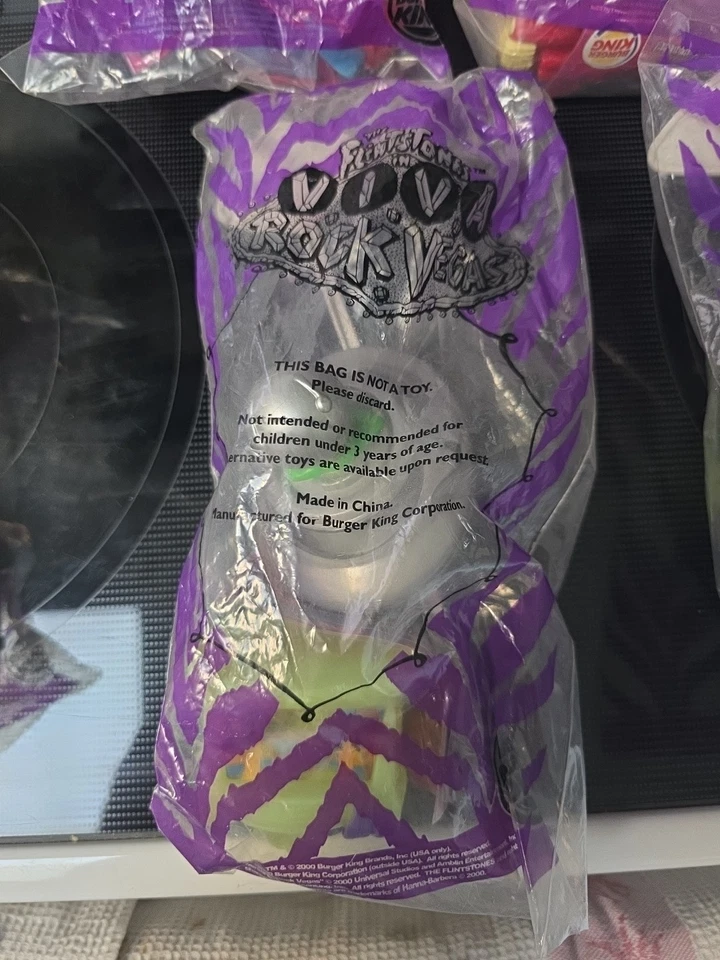 Burger King 2000 Picapiedra VIVA ROCK VEGAS 7 juguetes comida para niños sellada Foto 3 de 4