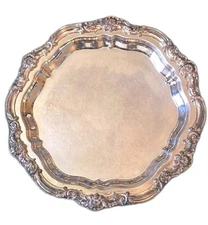 F.B Rogers Silver Co #7734 17" Silverplate Floral Scalloped Serving Tray Platter