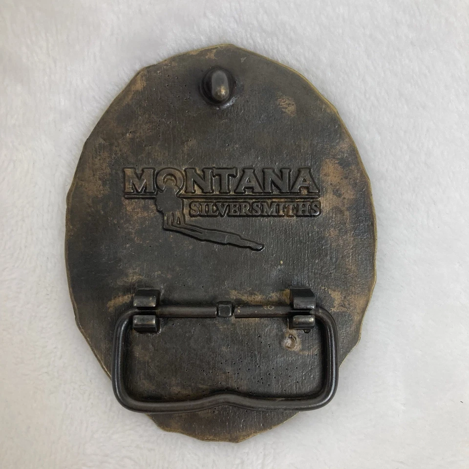 Montana Silversmiths Solid Brass Belt Buckle Deer Elk Western Vintage Rodeo - Image 3 of 4