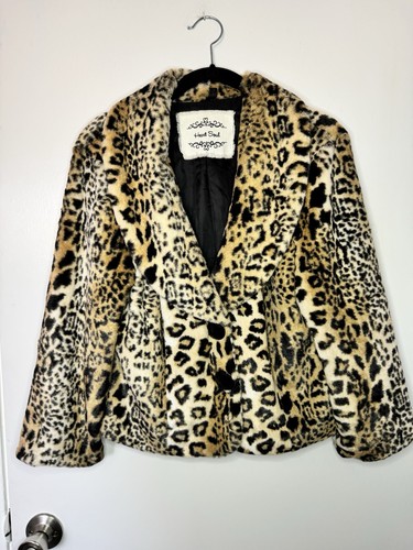 Heart And Soul Damen große kurze Kunstfell 3/4 Arm Leoparden Jacke