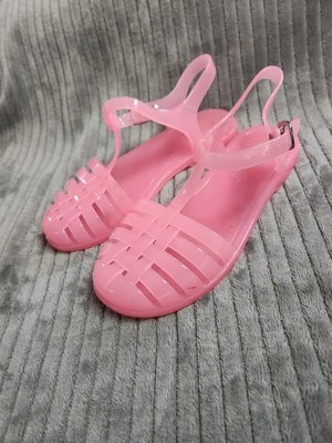 Old Navy pink Mary Jane jelly sandals flats gladiator shoe youth size 1