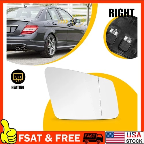 Mirror Glass for Mercedes-Benz C250 C300 C350 C400 Passenger Right Side RH 13-17