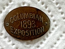 1891 Indian Penny - 1893 Chicago Columbian Expo Elongated Coin Penny - Original