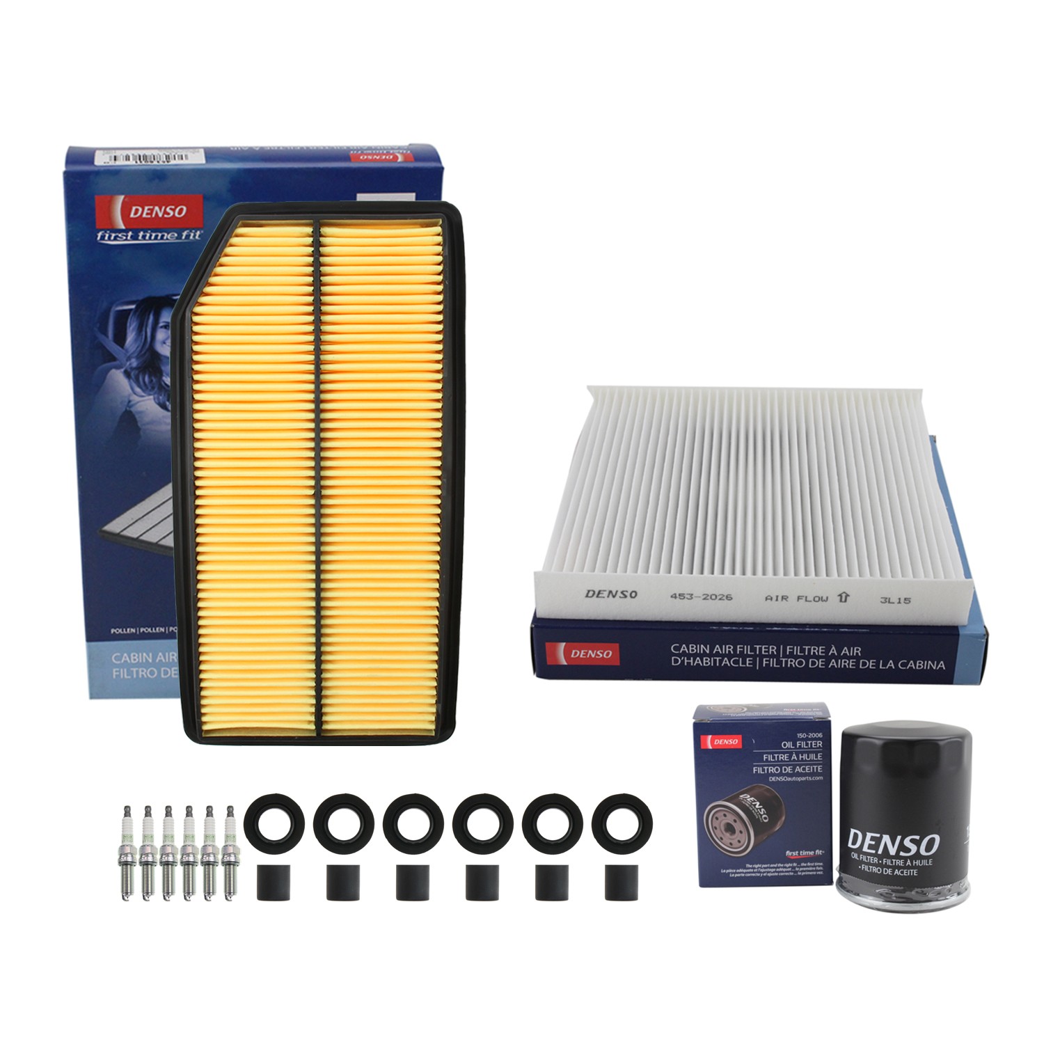 Denso Tune Up Kit NGK 6 Spark Plugs  Boots Kit for Honda Ridgeline 3.5 V6 Auto