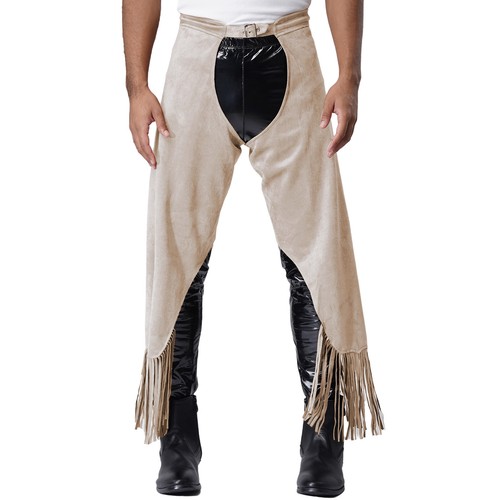 Men Pants Riding Costume Theme Casual Wear Fashion Cowboy Carnivals Chaps Rave - Picture 49 of 58