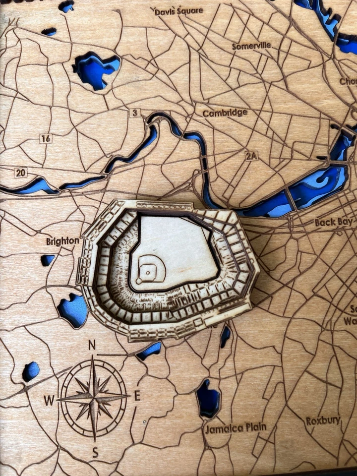 Fenway Park 3D деревянная карта настенное искусство Бостон, Массачусетс - Изображение 4 из 4