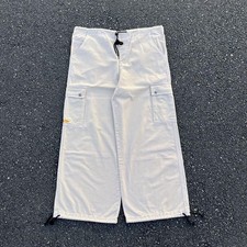 Vintage 90s KIKWEAR Cargo Rave Pants Ivory Beige Drawstring L