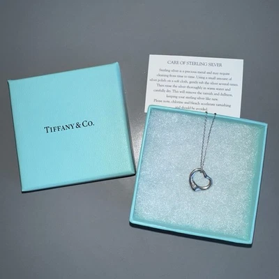 Tiffany & Co. 925 Silver Open Heart Pendant Necklace w/Diamonds & Gift receipt - Image 1 of 4