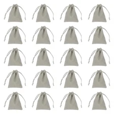 20pcs Flocked Drawstring Bag 2.8 x 3.5" Jewelry Pouches Gift Bags, Silver Gray