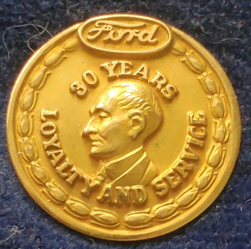Vintage Ford 30 Years Service Lapel Pin Screw Back Henry Ford 10K Gold