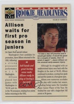 1994-95 Upper Deck Be a Player Rookie Headliners Jason Allison #R155 1i8