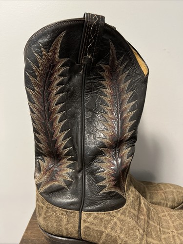VTG Tony Lama GOLD LABEL 8601 Men’s Exotic Elephant Cowboy Boots Sz 10.5D - Picture 2 of 13