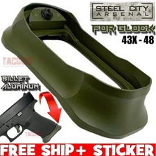 STEEL CITY for GLOCK 43X 48 ENHANCED MAGWELL OD GREEN 7075 Billet Aluminum GEN 5