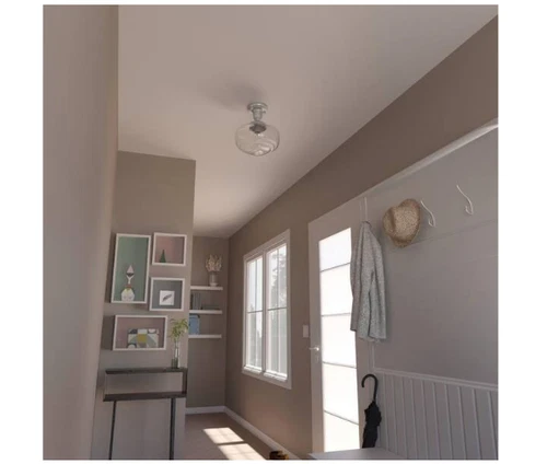 Hunter Saddle Creek 1-Light Brushed Nickel Mini Pendant with Seeded Glass Shade - Picture 3 of 9