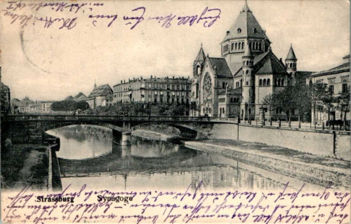 CARTE POSTALE SYNAGOGUE JUDAÏQUE À STRASBOURG 1908 FRANCE - Photo 1/2