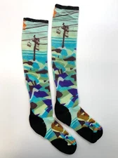 Adult SMARTWOOL Ski Targeted Cushion Bear Country Print OTC Socks - CAPRI
