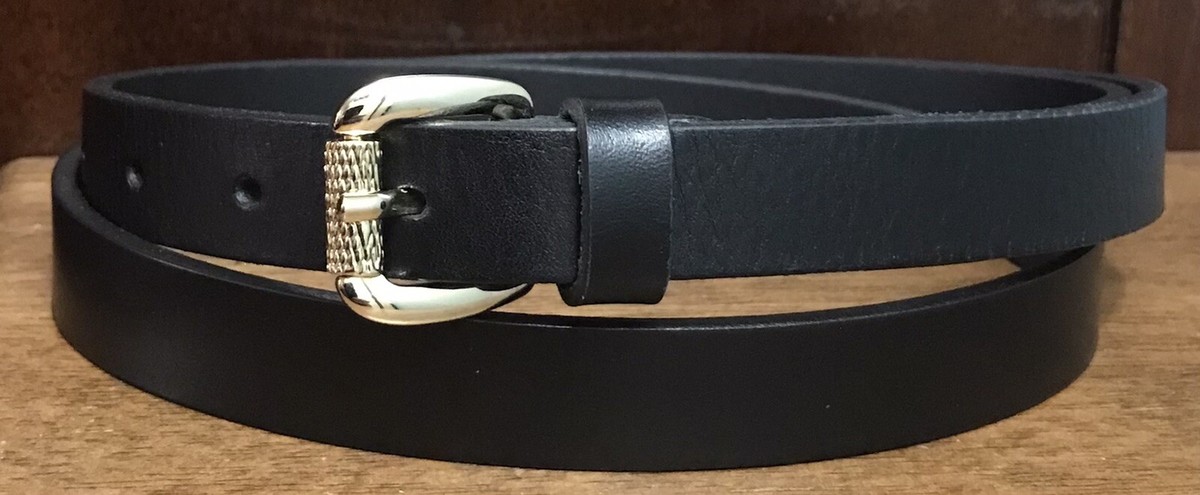 Women Italian Made Leather Black Belt HUGO - Italian-leather belt with gold-tone buckle - Black main image 2