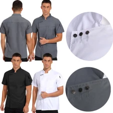 Unisex Men Women~Jacket Restaurant Tops Breathable Coat Cake Kitchen Shirt Chef