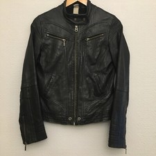 Firetrap Zipped & Popper Biker Soft Leather Jacket Grandad Collar Size Xs