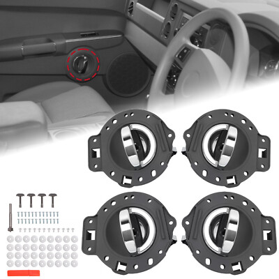 4PCS Inner Interior Door Handles Gray & Chrome For JEEP COMMANDER 2006-2010