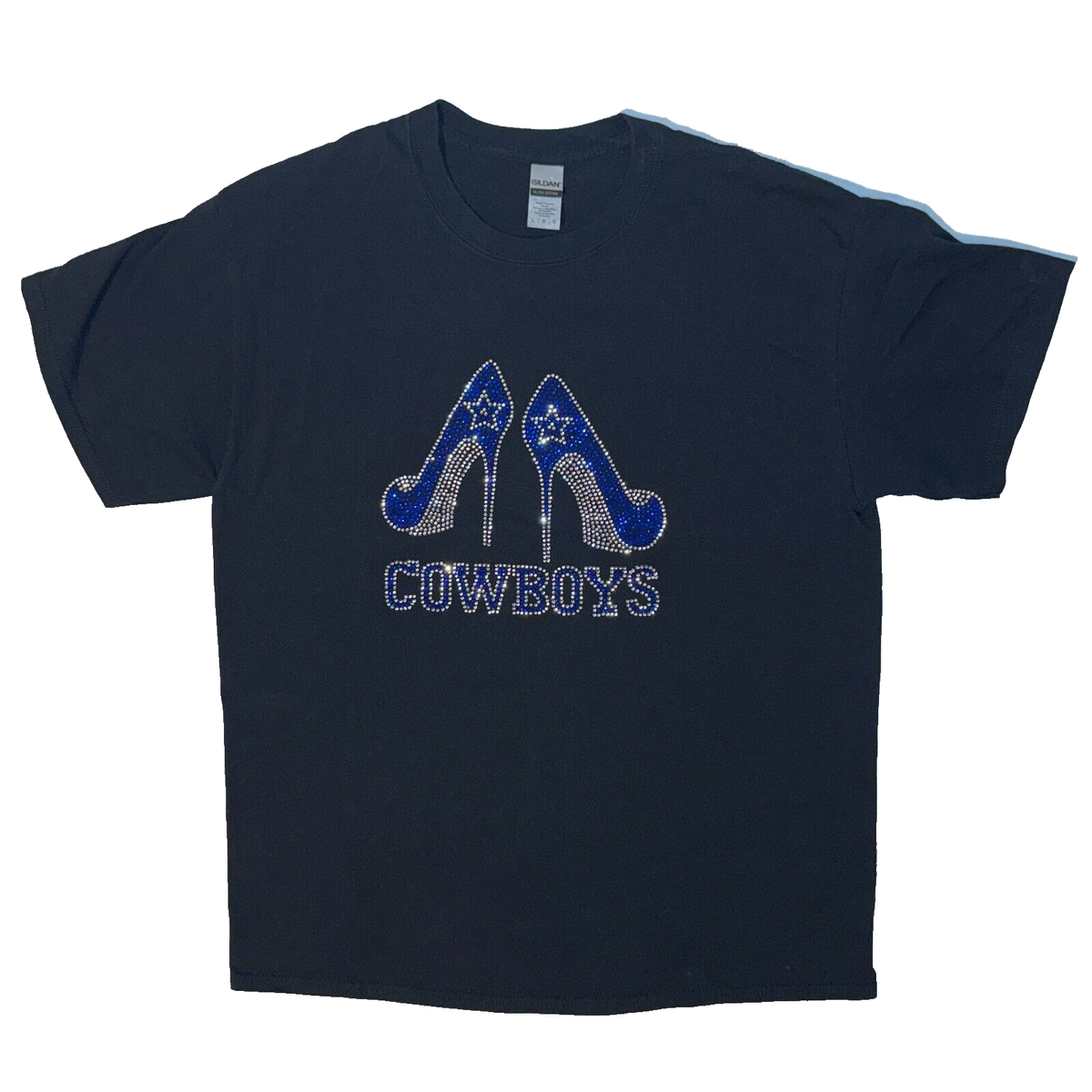 Dallas Cowboys Rhinestone Bling Heel T-Shirt top L Black Short
