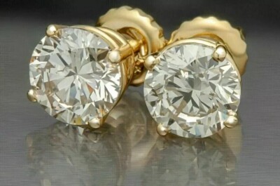 1Ct Round Lab Created Diamond 5MM Stud Earrings 14K Yellow Gold Plated