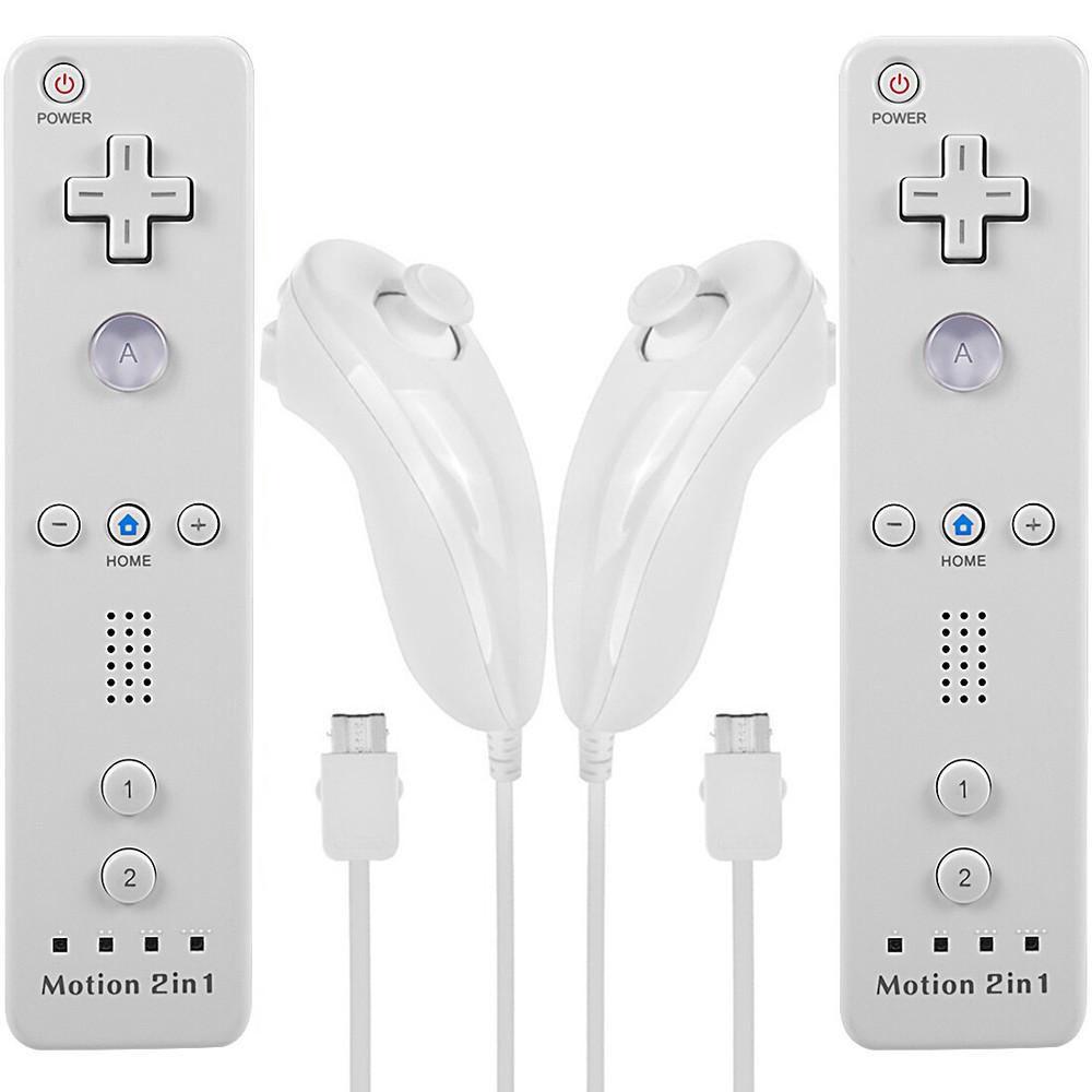 Built in Motion Plus Remote Controller & Nunchuck For Nintendo Wii Wii U + Strap